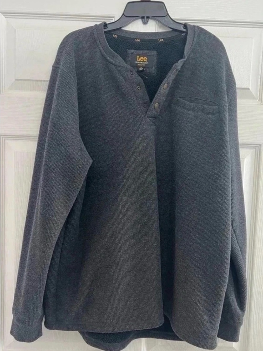 Lee Premium Select Men's XL Sherpa Lined Henley Pullover Charcoal Gray NWOT